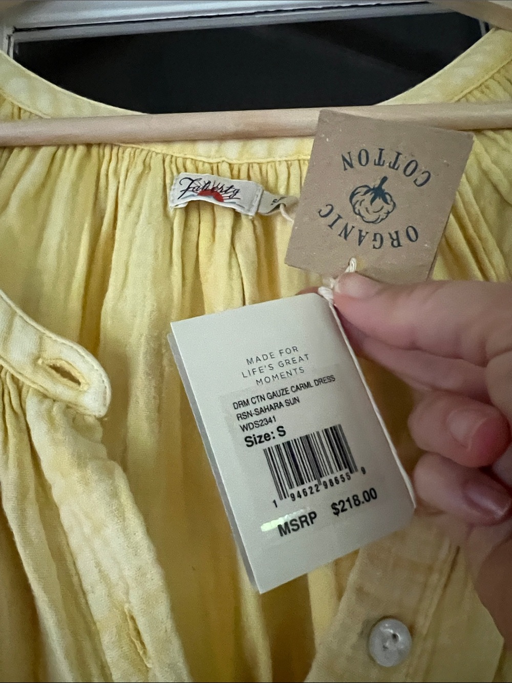 Faherty Pale Yellow Button-Front Carmel Midi Dress BNWT - Picture 3 of 8